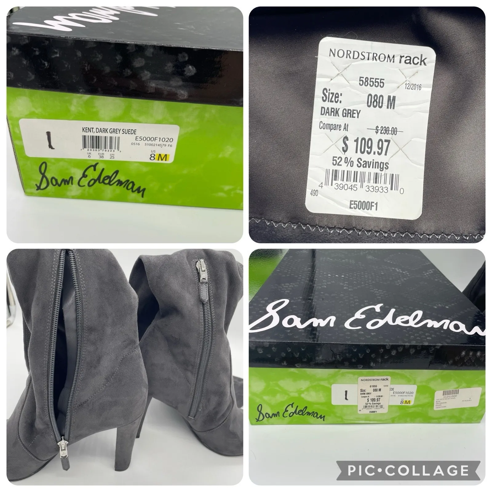 Sam Edelman Womens 8 Boots Kent Over the Knee Dark Gray Soft Vegan Suede Hi Heel - Image 7