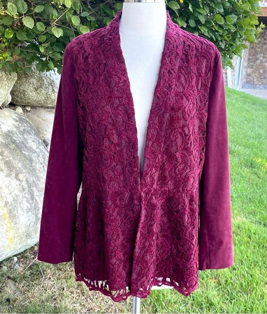 Chico’s lace and faux suede jacket - Image 4