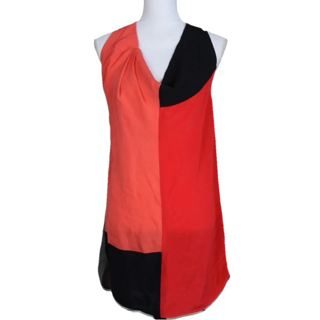 Alexander Wang Color Block 100% Silk Drape Front Racerback Mini Dress Size 2 - Image 2