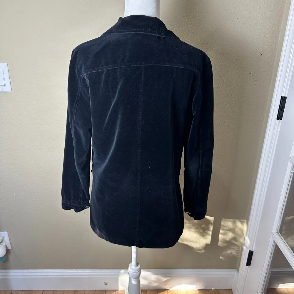 OLD NAVY Black Velvet Velour Shacket Blazer Jacket Size Large - Image 8