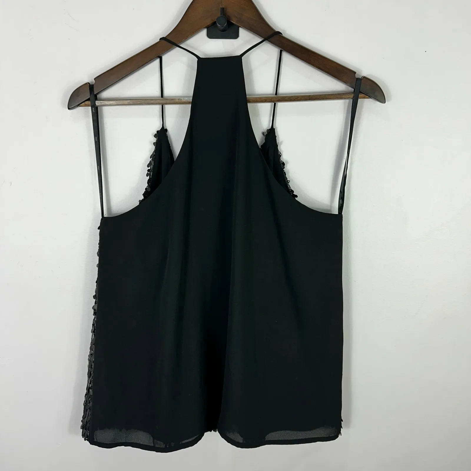 JOA Los Angeles M Black Sequin Cami Top Mob Wife Glam Y2K Party Holiday Tank - Image 3