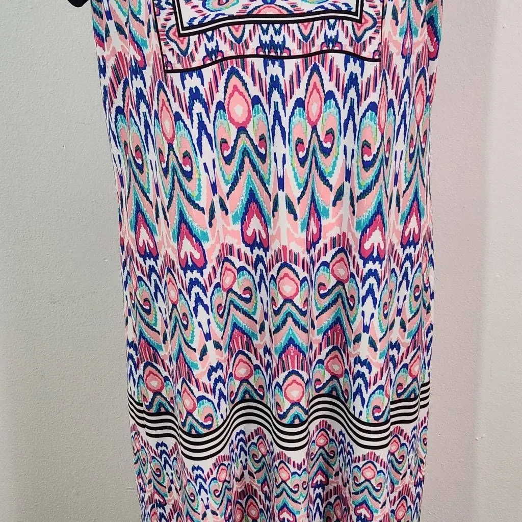 London Times Blue and Pink Mini Shift Dress Size 14 Wedding Guest Dress - Image 5