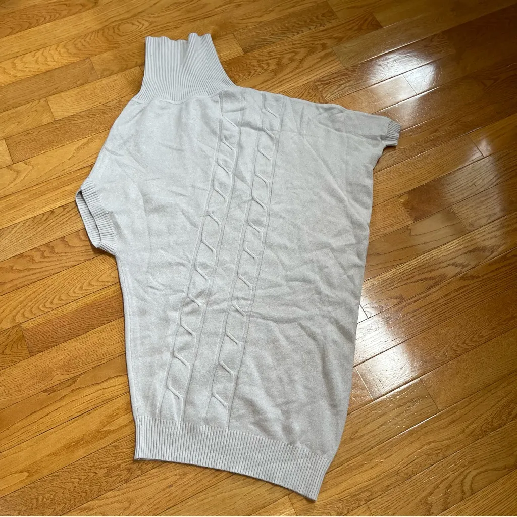 Vertigo Cowl Neck Cable Knit  Tunic Sweater Asymmetric Shape Dress Sz XL beige - Image 6