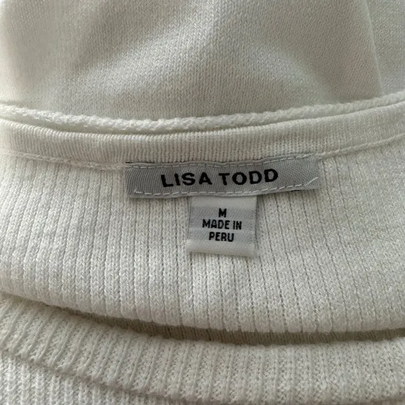 Lisa Todd Sweater Size Medium White Pullover Long Sleeve Scoop Neck High Low - Image 9