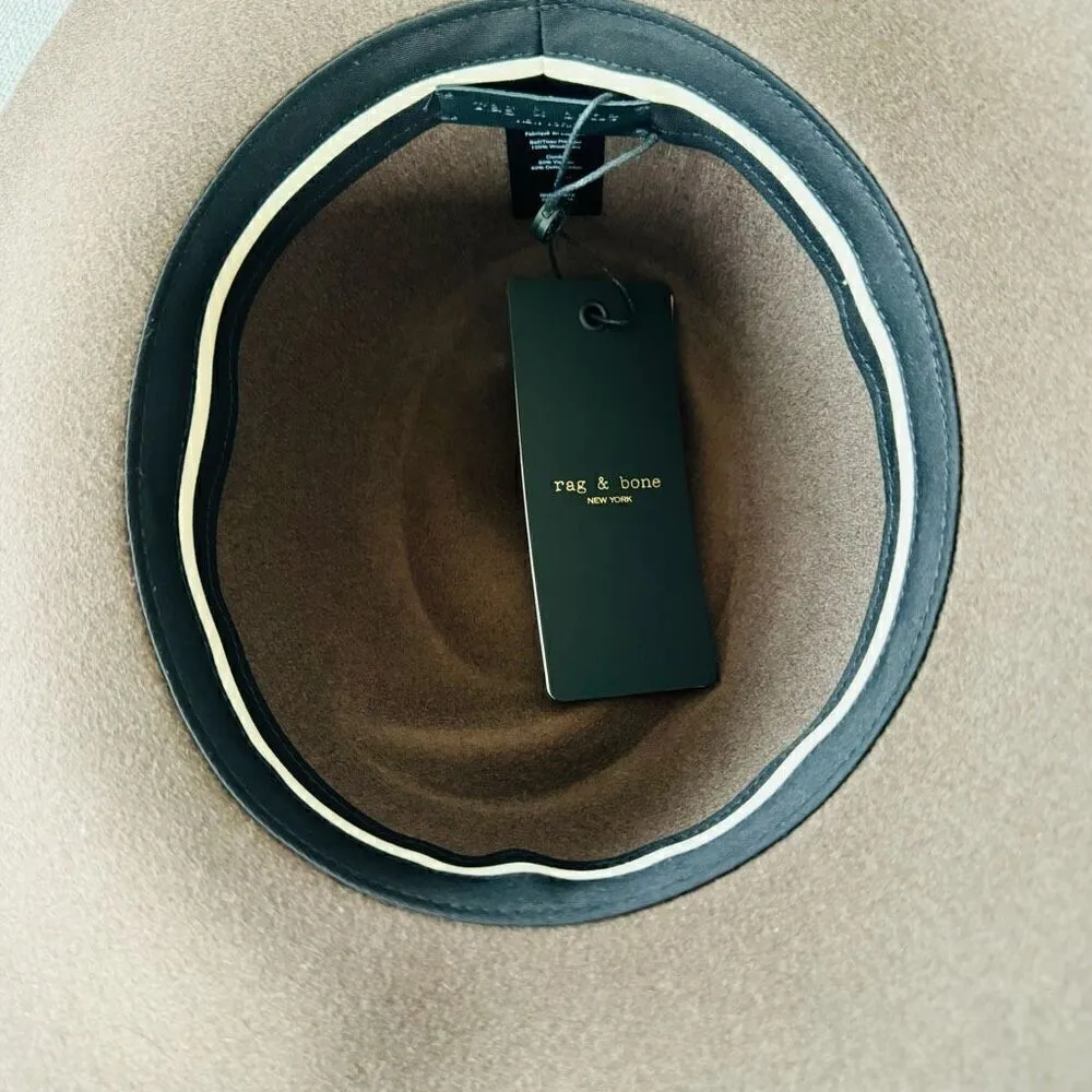 Rag &‎ Bone Zoe Wool Felt Fedora Hat, Spanish Style Pecan Brown, Small, NWT - Image 9