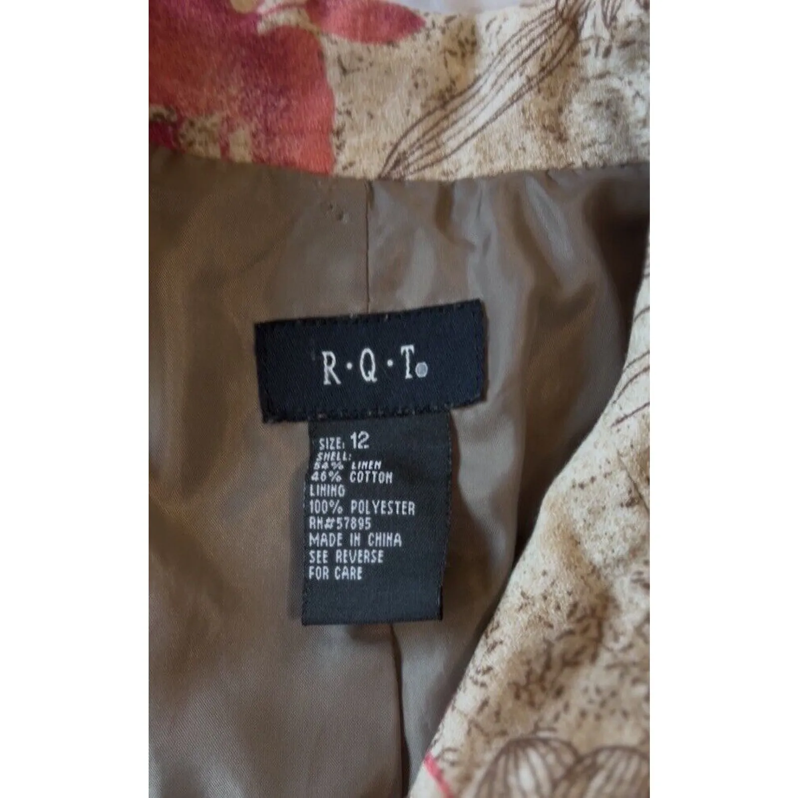 Blazer Floral Linen Blend Women Lined Women SZ 12 Y2K Boho Cottage Core RQT Pink - Image 6