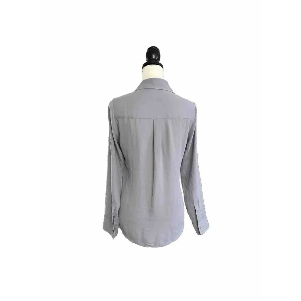 Express The Portofino Button Up Shirt Womens Slim Fit Size XS Solid Gray Pockets - Image 2