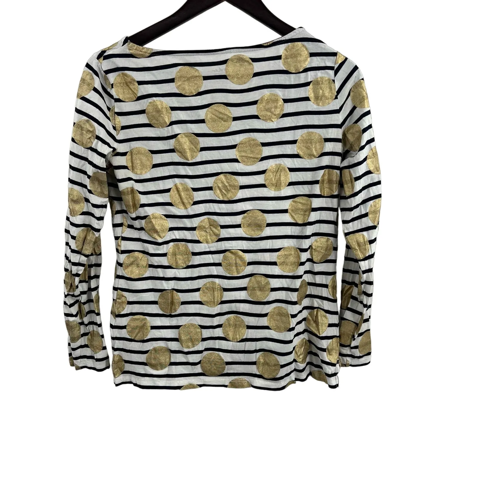 Boden‎ Gold Dot Breton Stripe Long Sleeve Tee Size 6 - Image 2