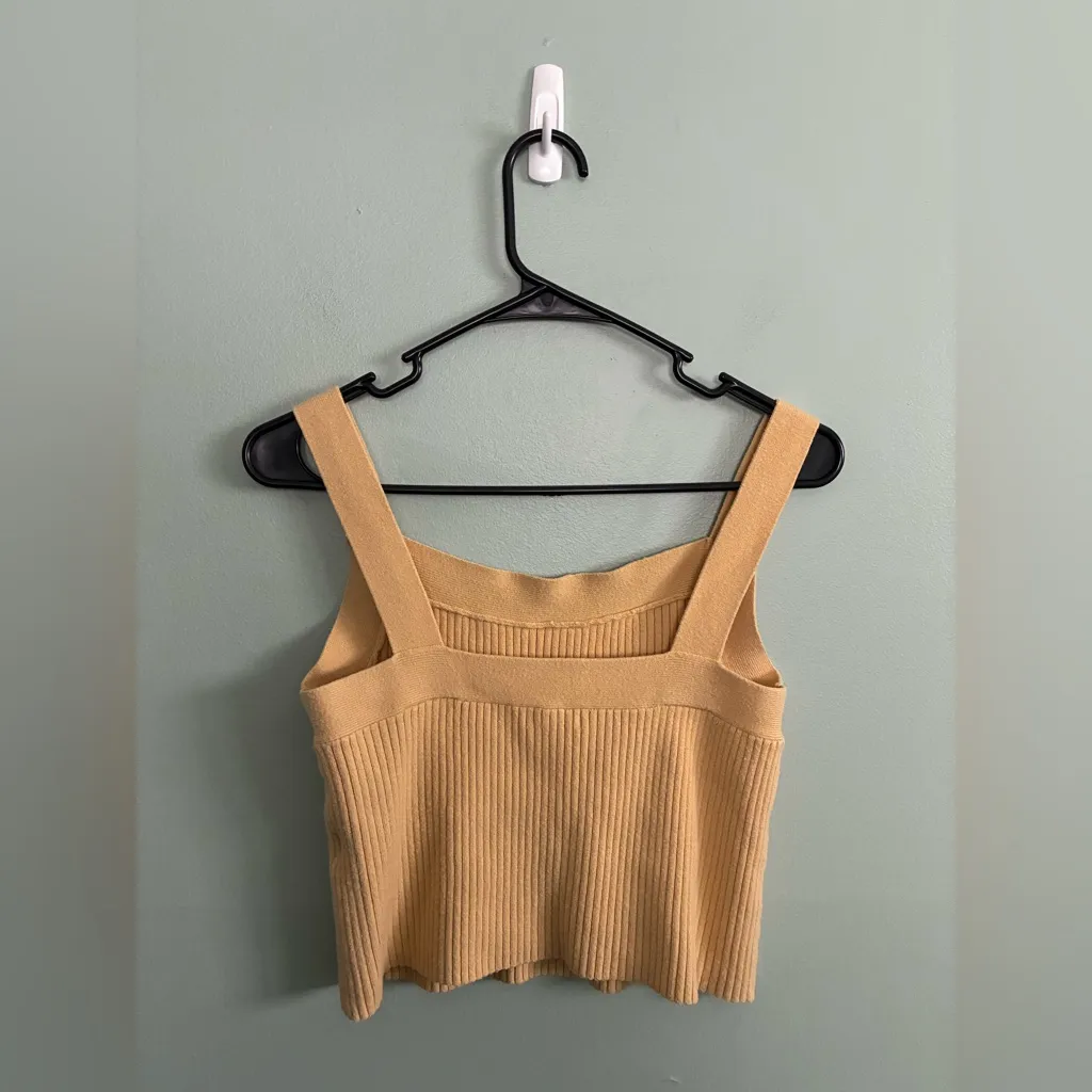 Abercrombie & Fitch Ribbed Beige Sweater Crop Top Tank Bra Sz XL - Image 7