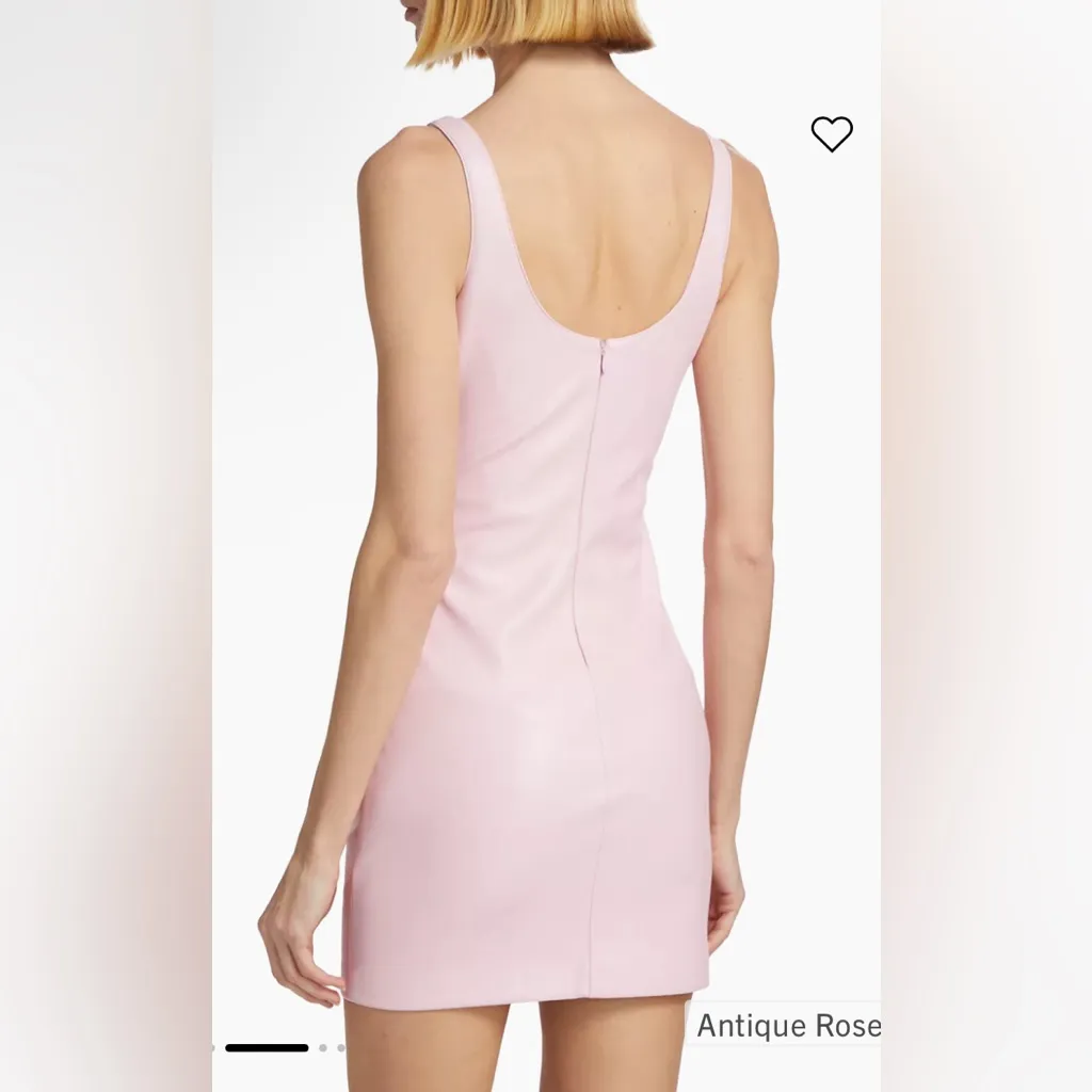 New! Amanda Uprichard Margot Faux-Leather‎ Sleeveless Minidress Pink Small $228 - Image 4