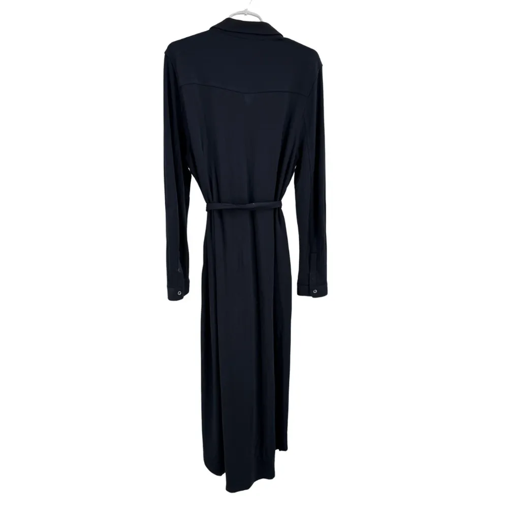 Soft Surroundings Black button front pockets tie waist Maxi Dress XL knit soft - Image 2