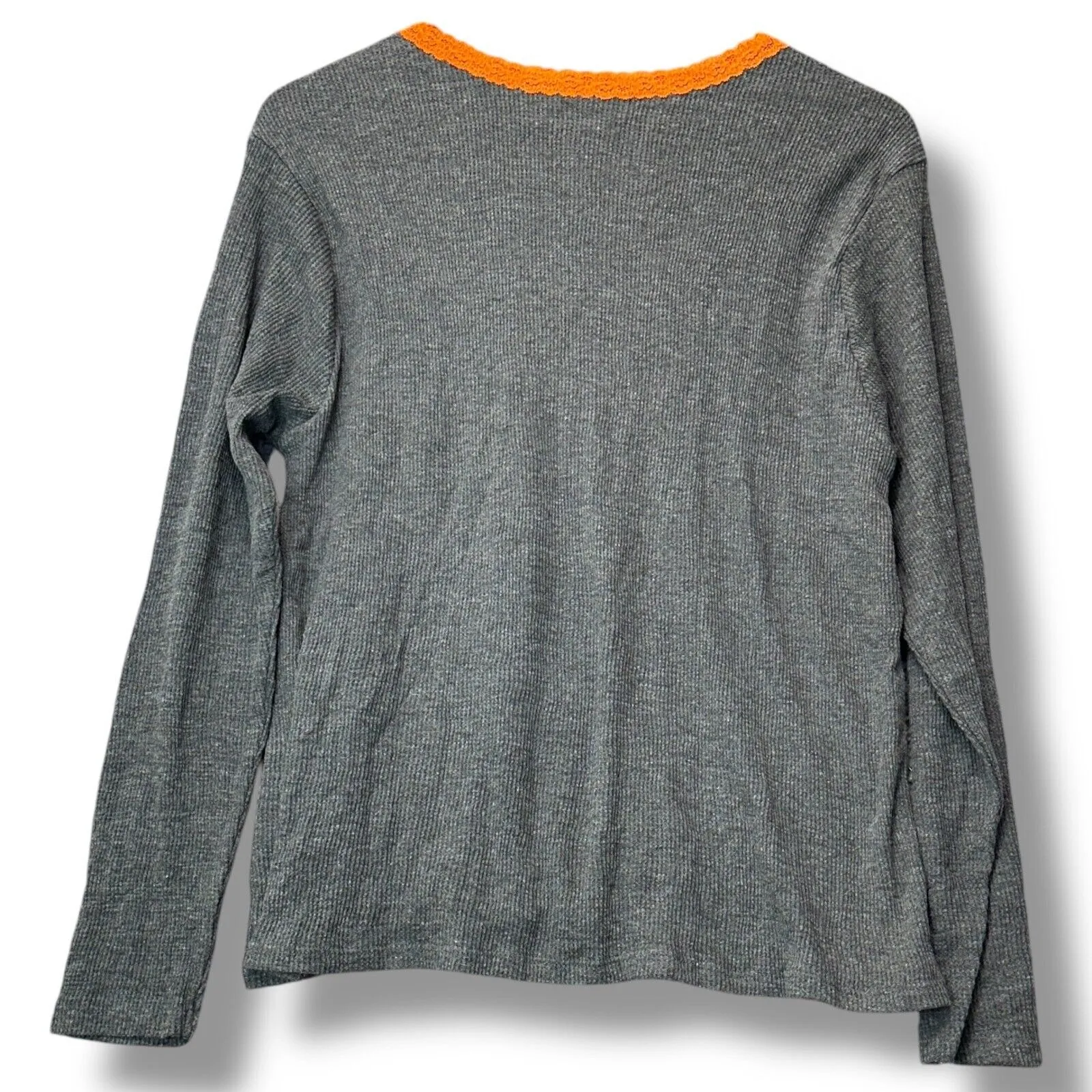 Paper Tee Thermal Top Lace Trim V Neck Gray Womens Size 1X Y2K Grunge‎ Indie - Image 3