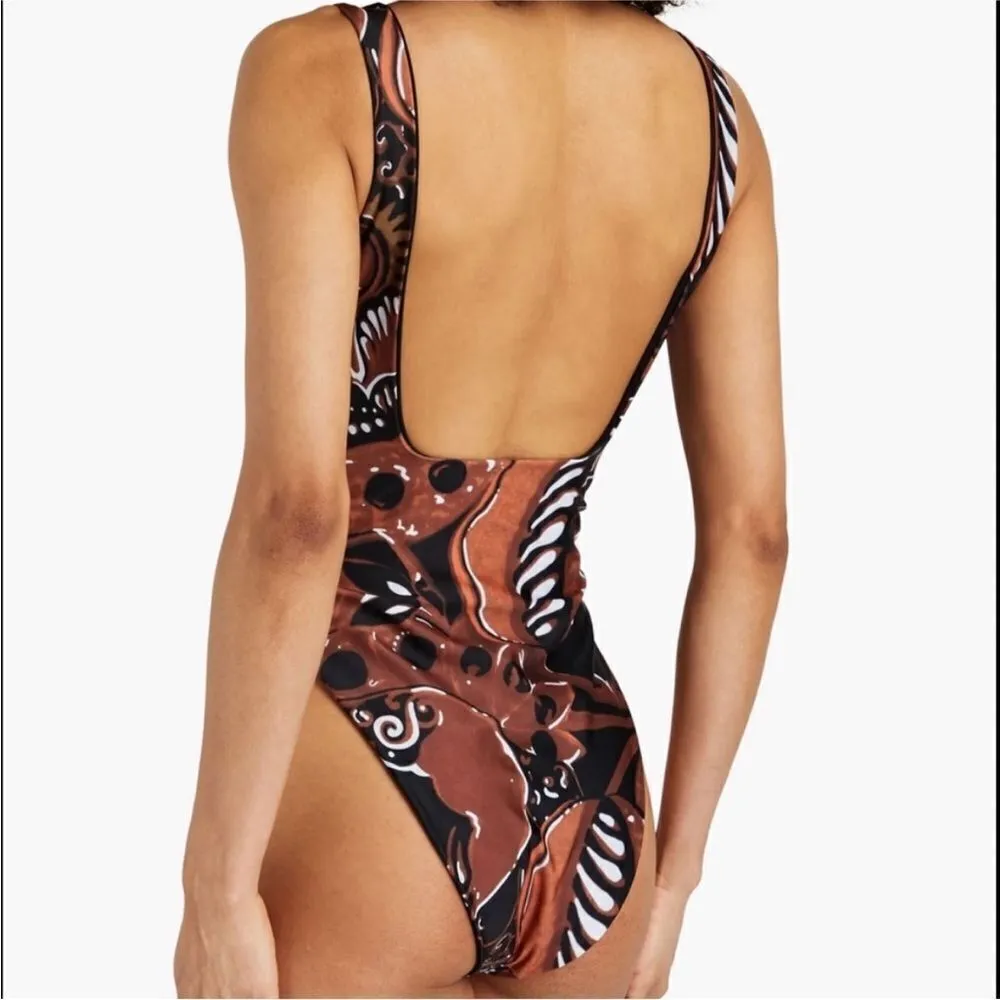 Mara Hoffman‎ Idalia One Piece Swimsuit Brown Print NWT Sz XS - Image 2