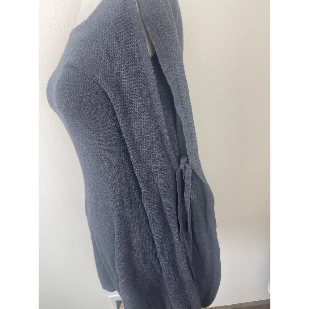 American Eagle Dark Gray Bodycon Knit Sweater Dress Womens Small Cutout Sleeve - Image 3