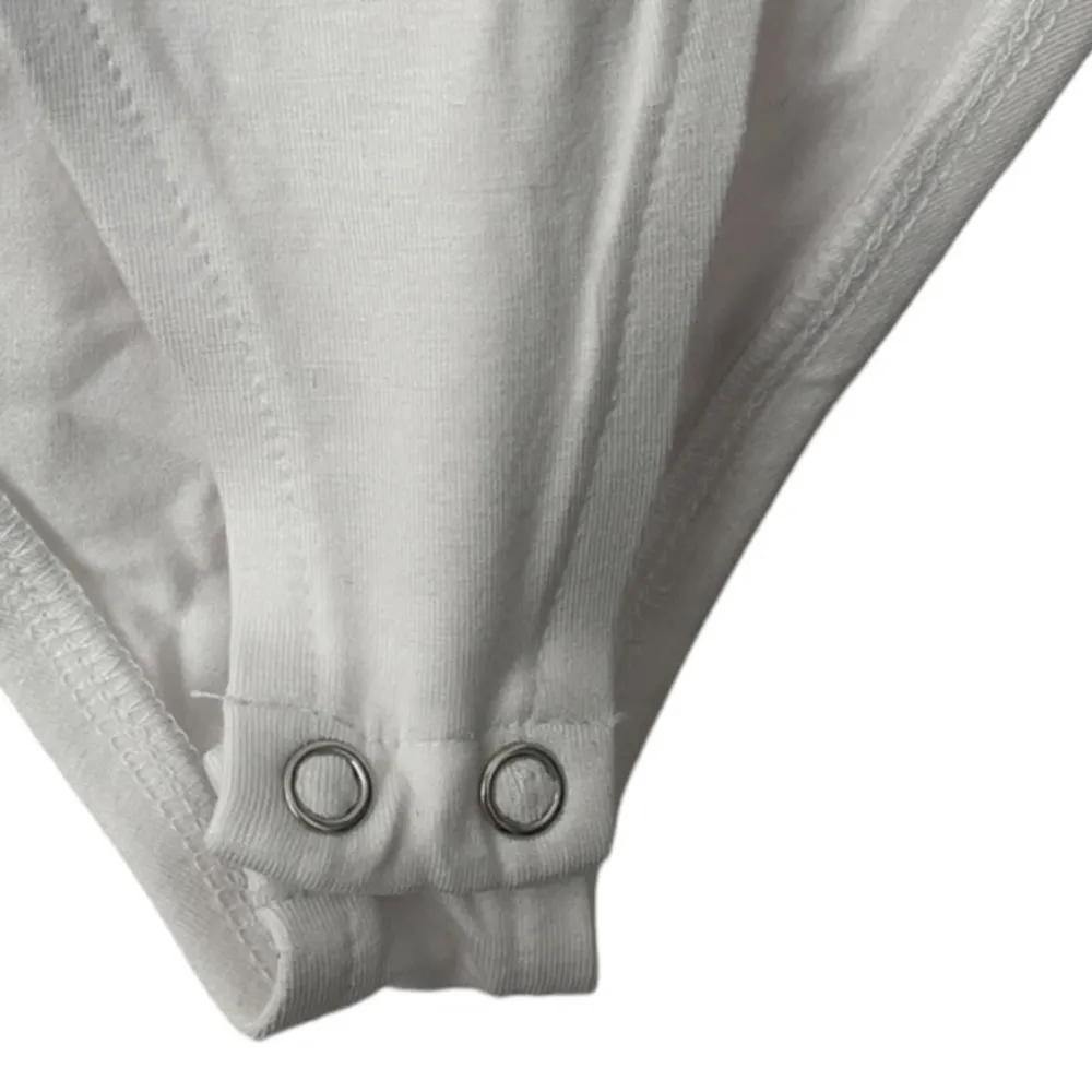 BRAVE SOUL LONDON WHITE STRAPPY SQUARE NECK RUCHED SNAP CROTCH TANK BODYSUIT L - Image 6