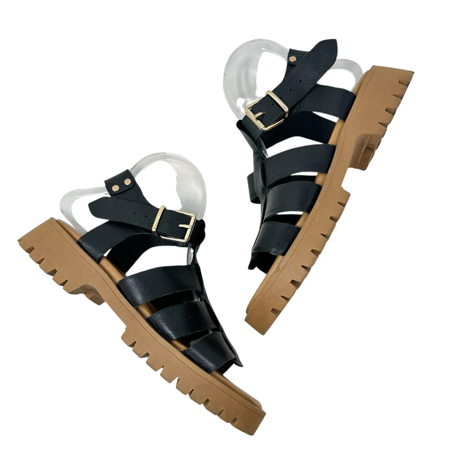 275 Central Isaiah‎ Sandals Fisherman Chunky Leather Black Size 40 US 10 - Image 2