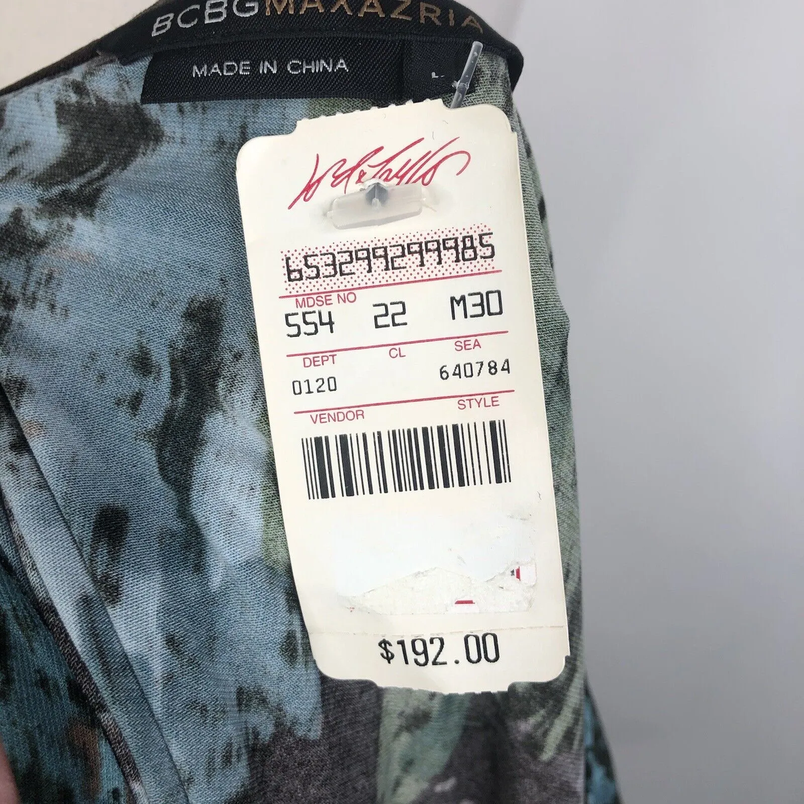 NEW BCBG MAXZRIA V-Neck Long Sleeve Multicolor Tie-Waist Dress Women's Large - Image 8