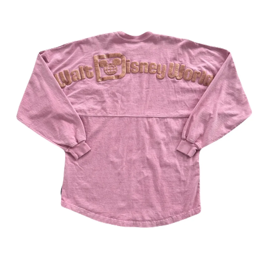 Unisex Walt Disney World Pink Rose Gold Glitter Spirit Jersey Size Small Rare - Image 2