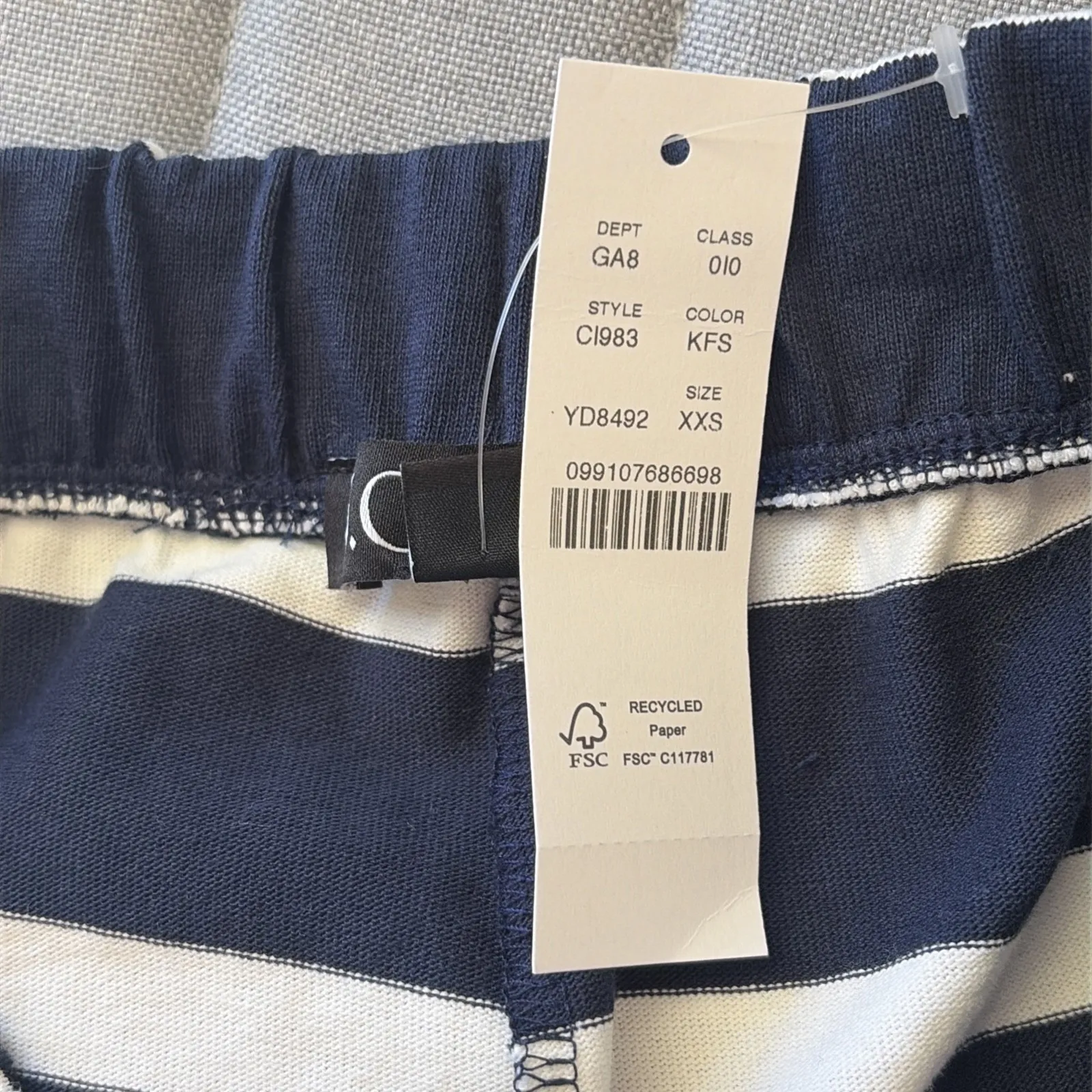 J Crew Navy Blue White Preppy Nautical Classic Stripe Cotton Casual Shorts XXS - Image 6