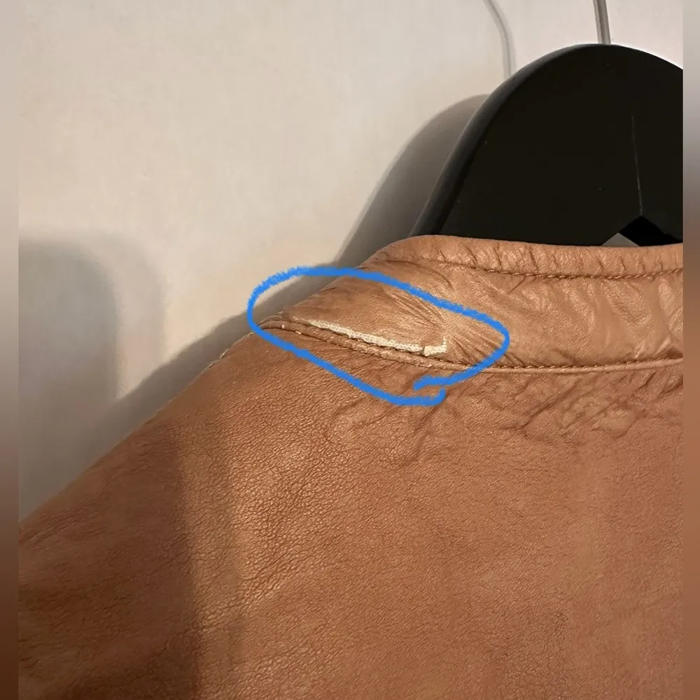 Adolfo Dominguez Crinkled Leather Jacket Moto in Cognac Tan Vintage EU40 / US 8 - Image 7