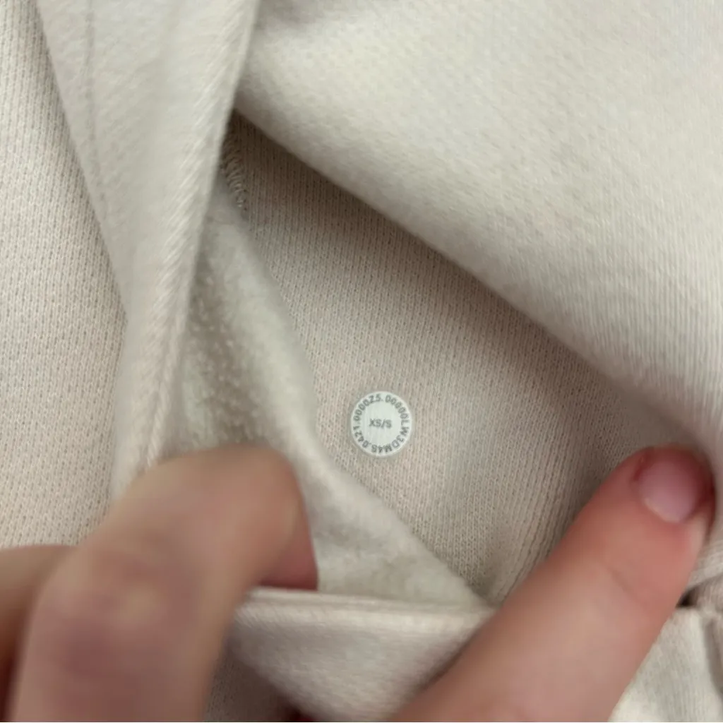 Lululemon Cream Scuba Hoodie Cropped Sweatshirt Oversized Size XS/S - Image 6
