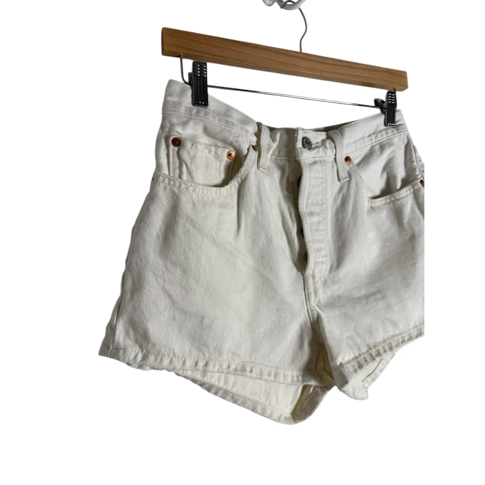 Levi’s 501 Original White High Rise Preppy Casual Denim Jean Shorts Size 28 - Image 6