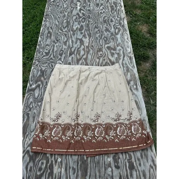 OLD NAVY WOMENS BROWN LINED WRAP SKIRT FLORAL PAISLEY Size 16 Sequin Fairy‎ - Image 6