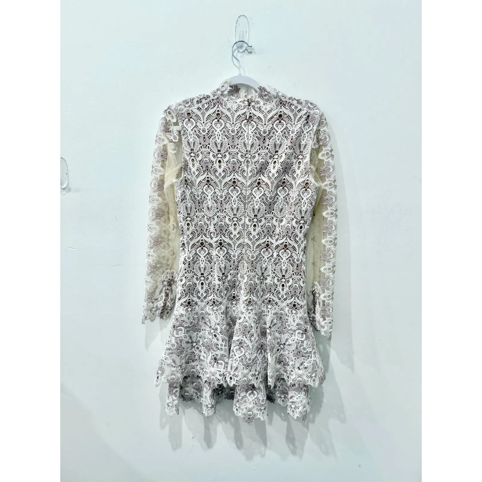 Jonathan Simkhai Guipure Lace Long Sleeve Mini Dress Off - Image 3