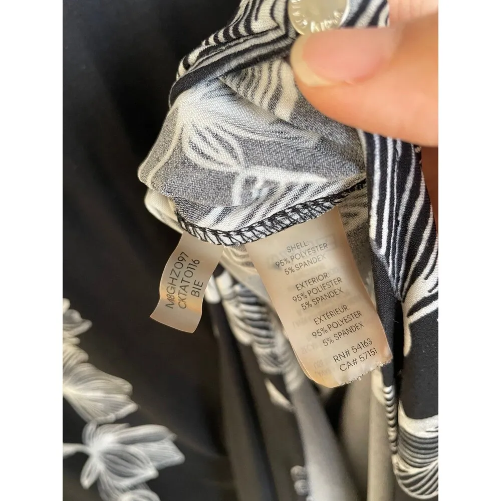 Calvin Klein Women’s long top short sleeves flower print Asian Ao Dai size S - Image 5