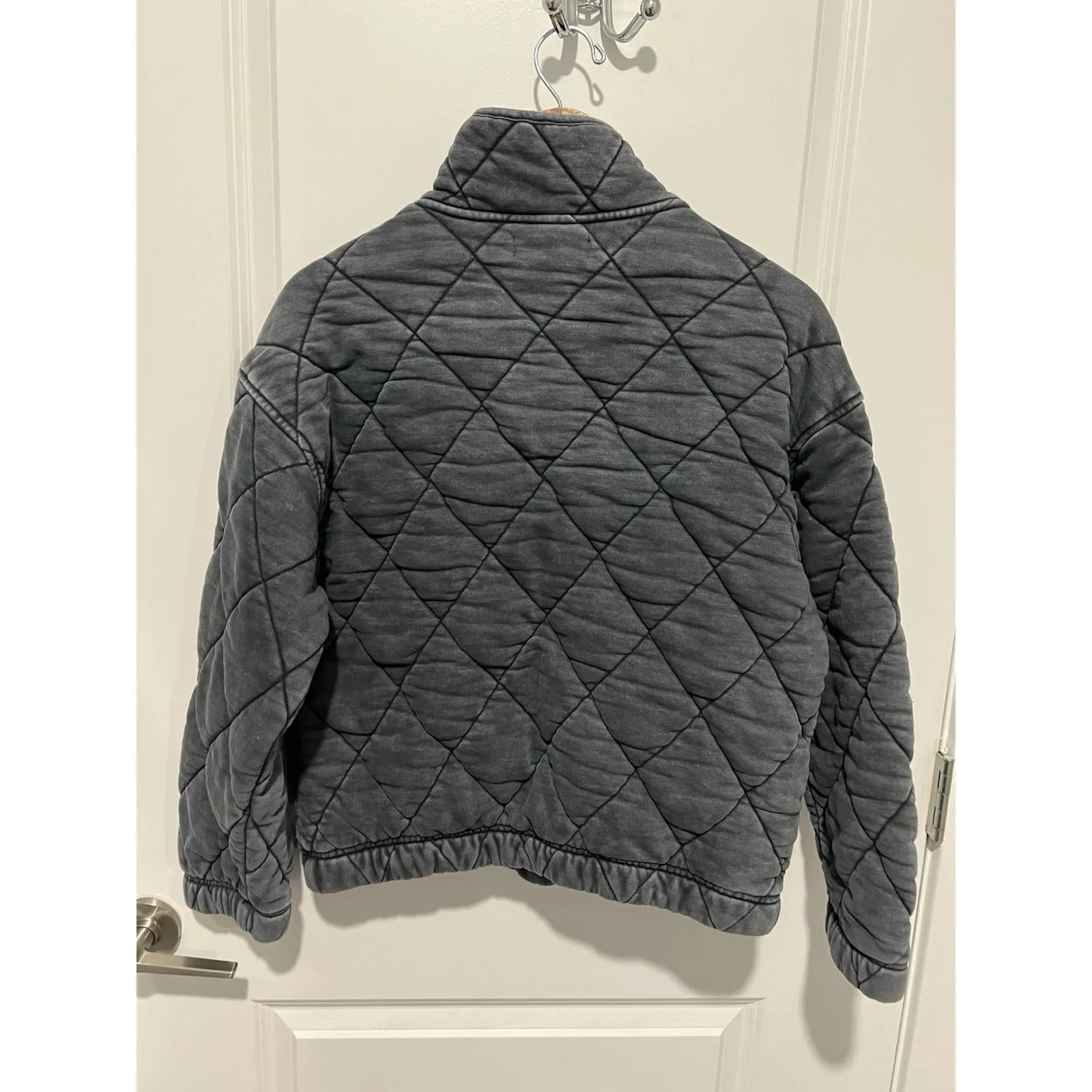 Forever 21 Doleman Quarter Zip Pullover Size Medium Dark Gray Quilted Winter - Image 2