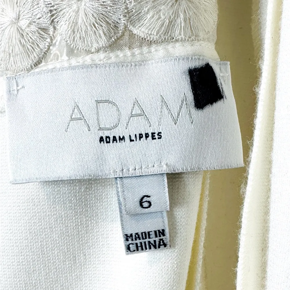 Adam Lippes Embroidered Floral Yoke Ivory Cream Knit Sheath Dress Size 6 - Image 9
