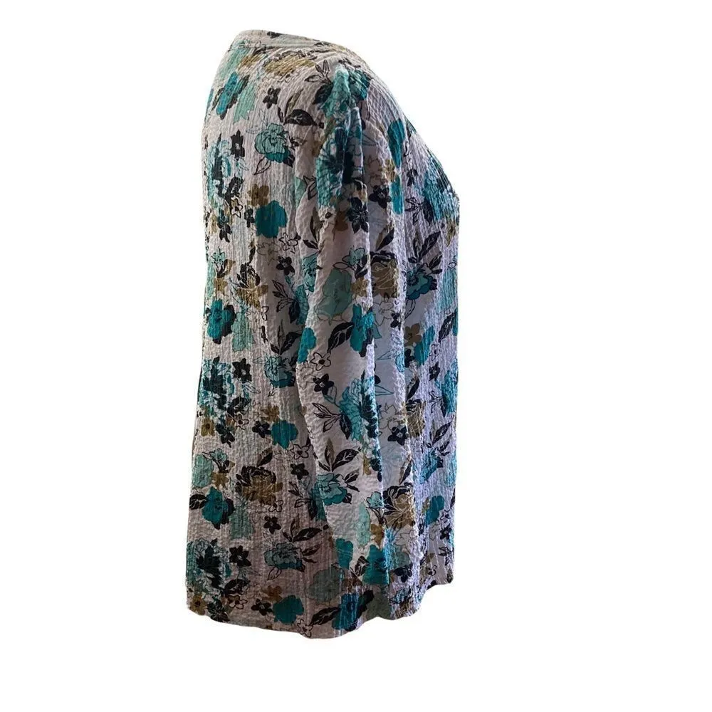 REBECCA MALONE Women’s Top XL Multicolored, button down Crepe material floral - Image 3