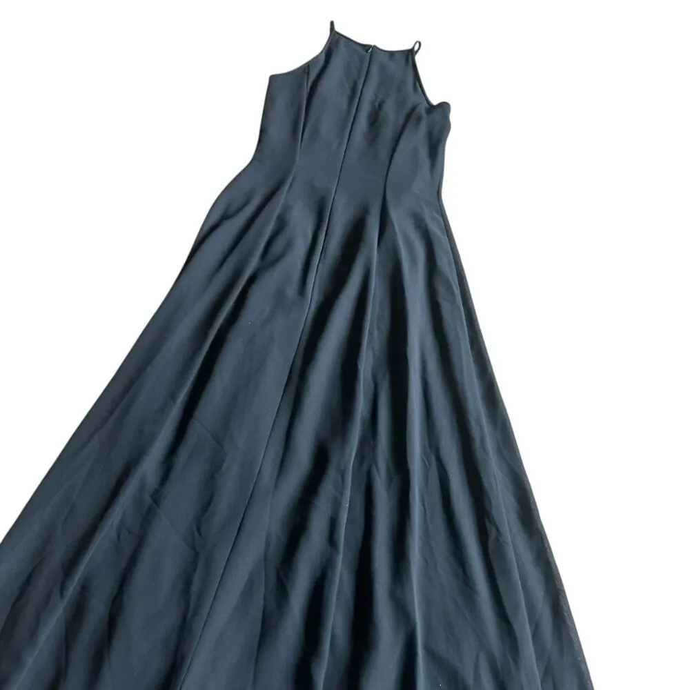 Scott McClintock Retro 90s Black Maxi Dress Gown High Neck Lace Applique Size 6 - Image 10