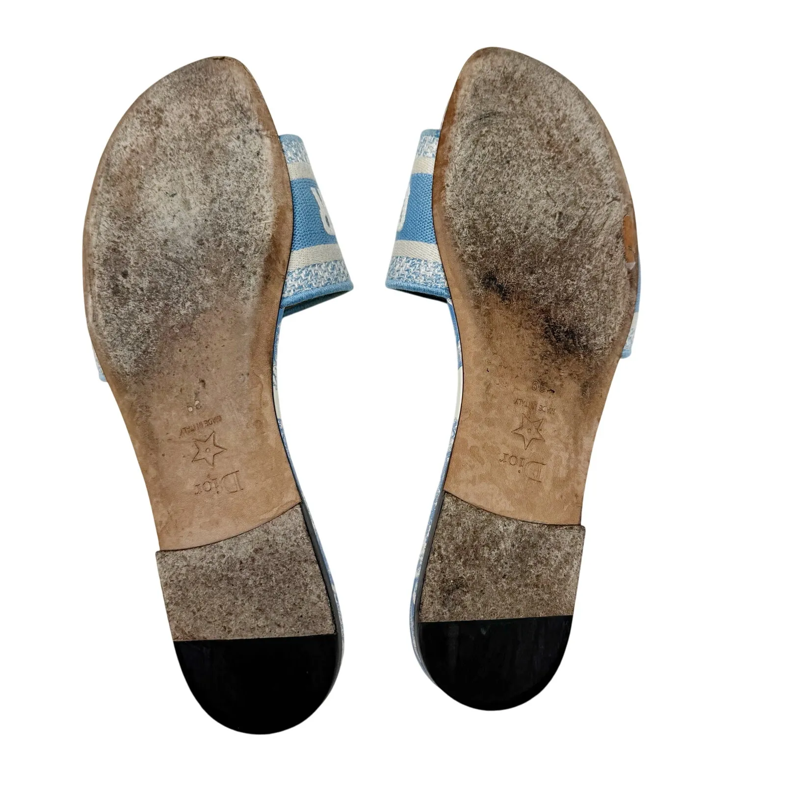 Christian Dior Dway Slides Light Blue Cream Toile de Jouy Sandals Slides EU 39 - Image 8