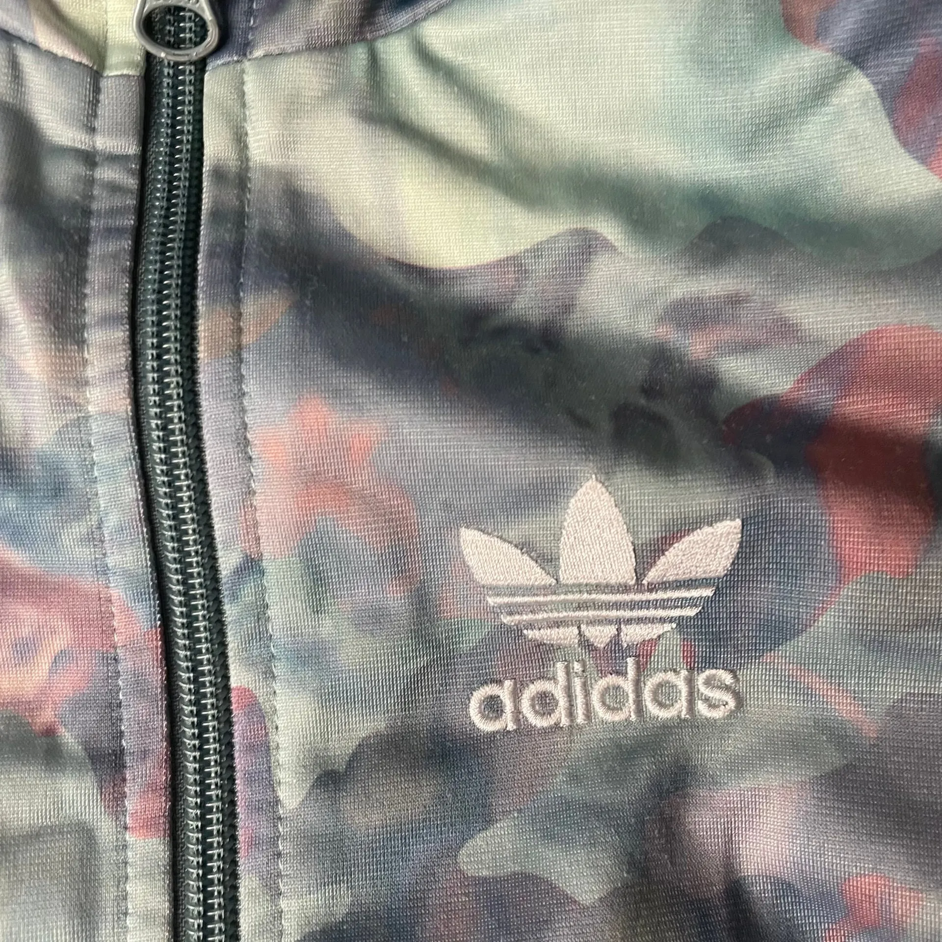 Adidas  Women's Track Jacket Original Classic Camouflage Blue Swirl Size Medium - Image 2