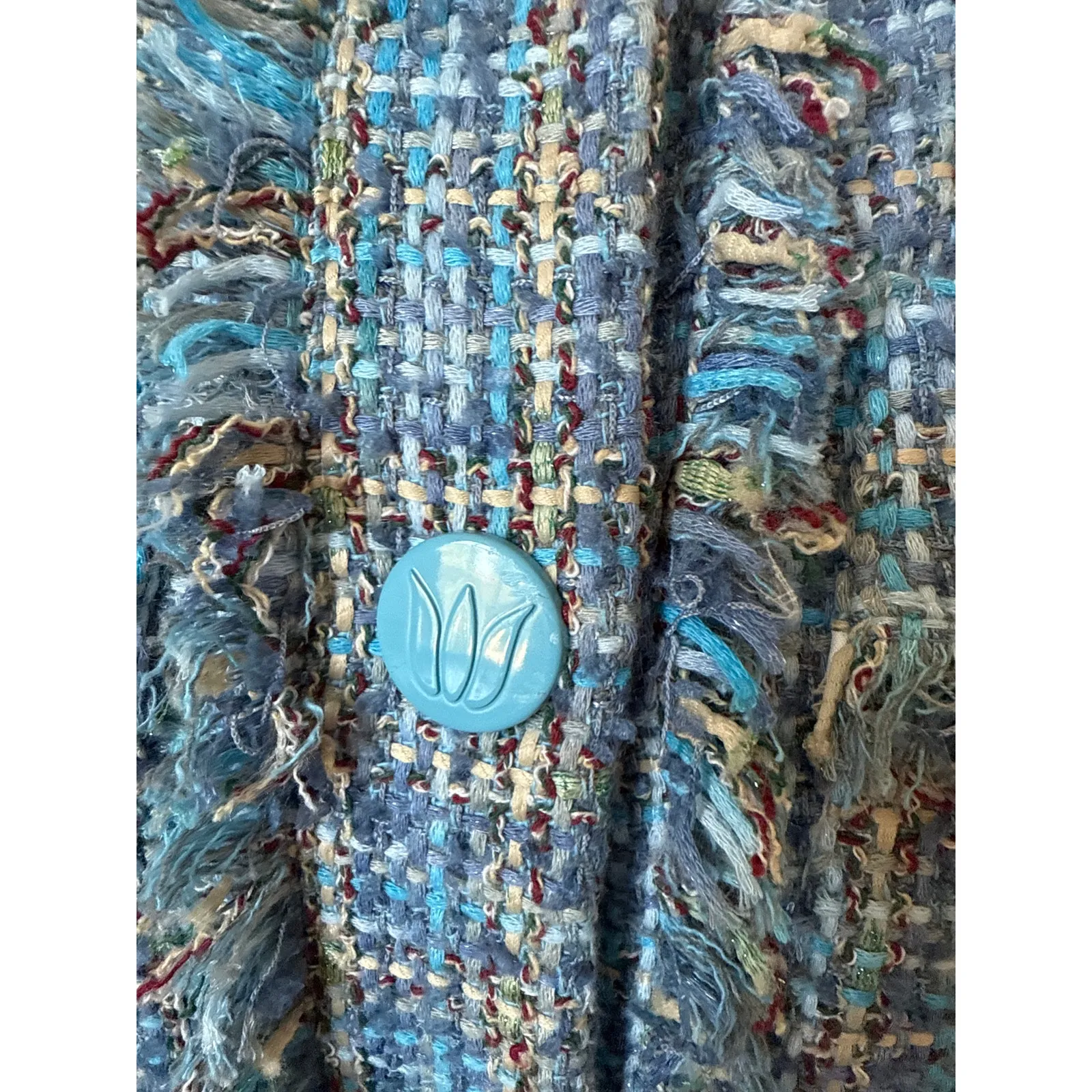 Never A Wallflower Tweed Boxy Jacket Women’s Size XS Blue Office Layering NWOT - Image 4