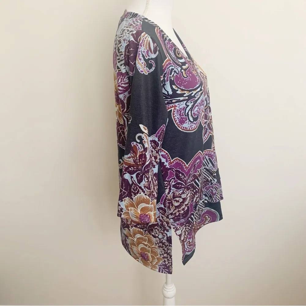 Soft Surroundings Multicolor Floral Print V-neck Tunic Top Size M - Image 12