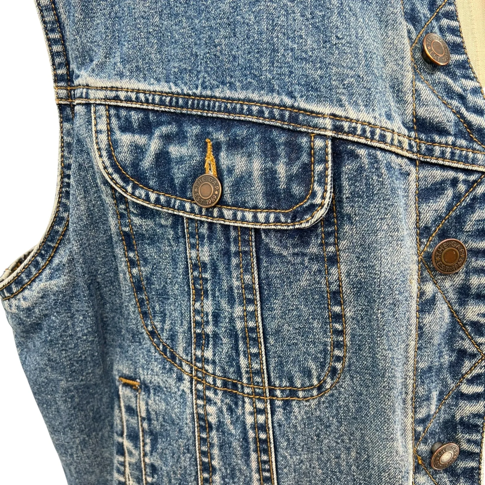 Gap Vintage Denim Vest Sherpa Lined Sleeveless Oversized Size Large - Image 5