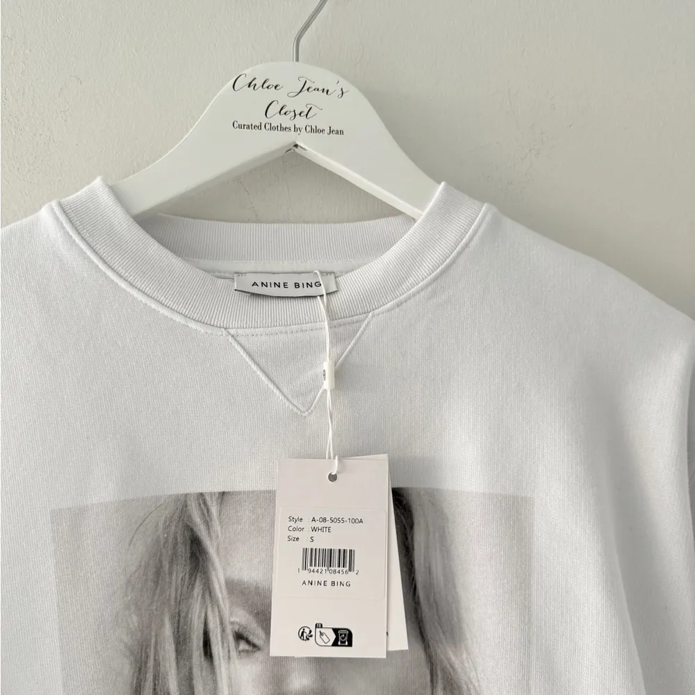 ANINE BING NWT Ramona Kate Moss Sweatshirt in White S - Image 5