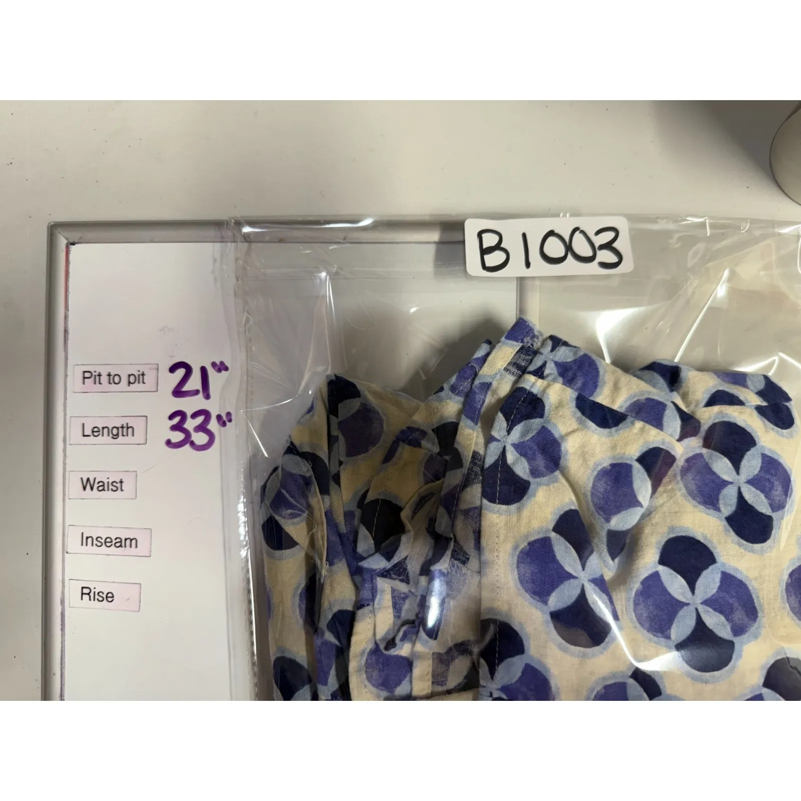 Zara Floral Linen Blend Shirt Dress Sz‎ M Blue Geometric Artsy Button Front Boho - Image 8