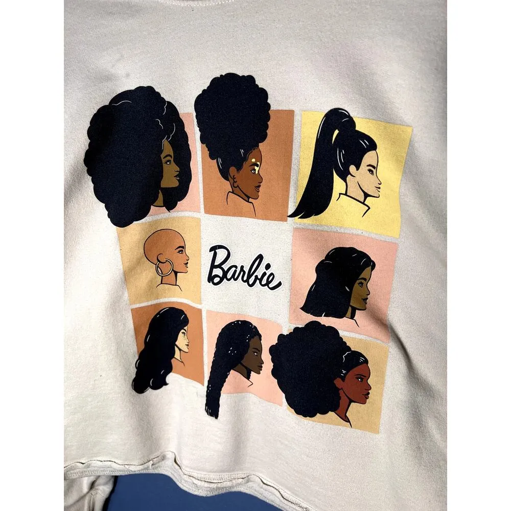 Barbie Core Diversity Sweater Cropped Beige with Variety of Barbie Hair Large - Image 2