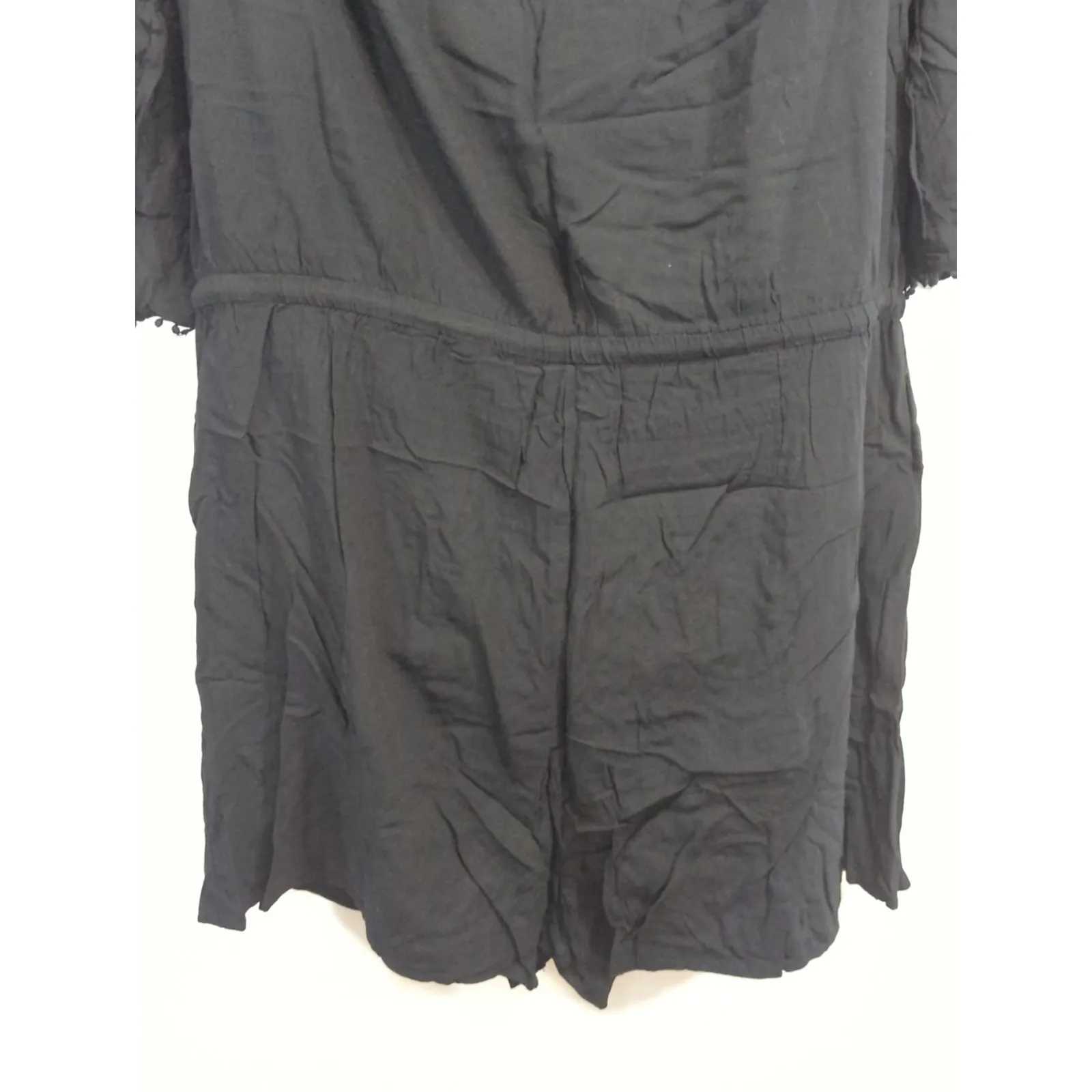 Ann Taylor LOFT Black Bell Fringe Sleeves Tasseled Waist Romper Women's LARGE - Image 7