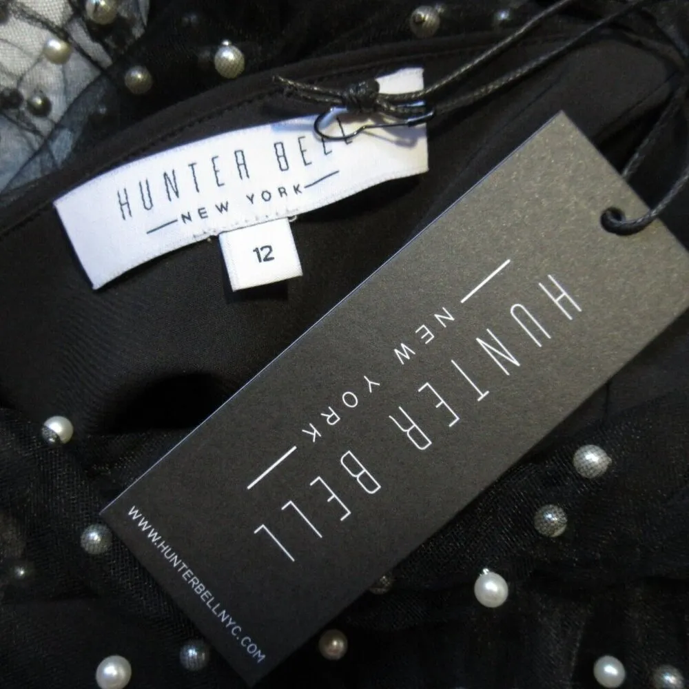 NWT Hunter Bell Bennett in Black Pearl Embellished Mesh Tulle Maxi Dress 12 - Image 4