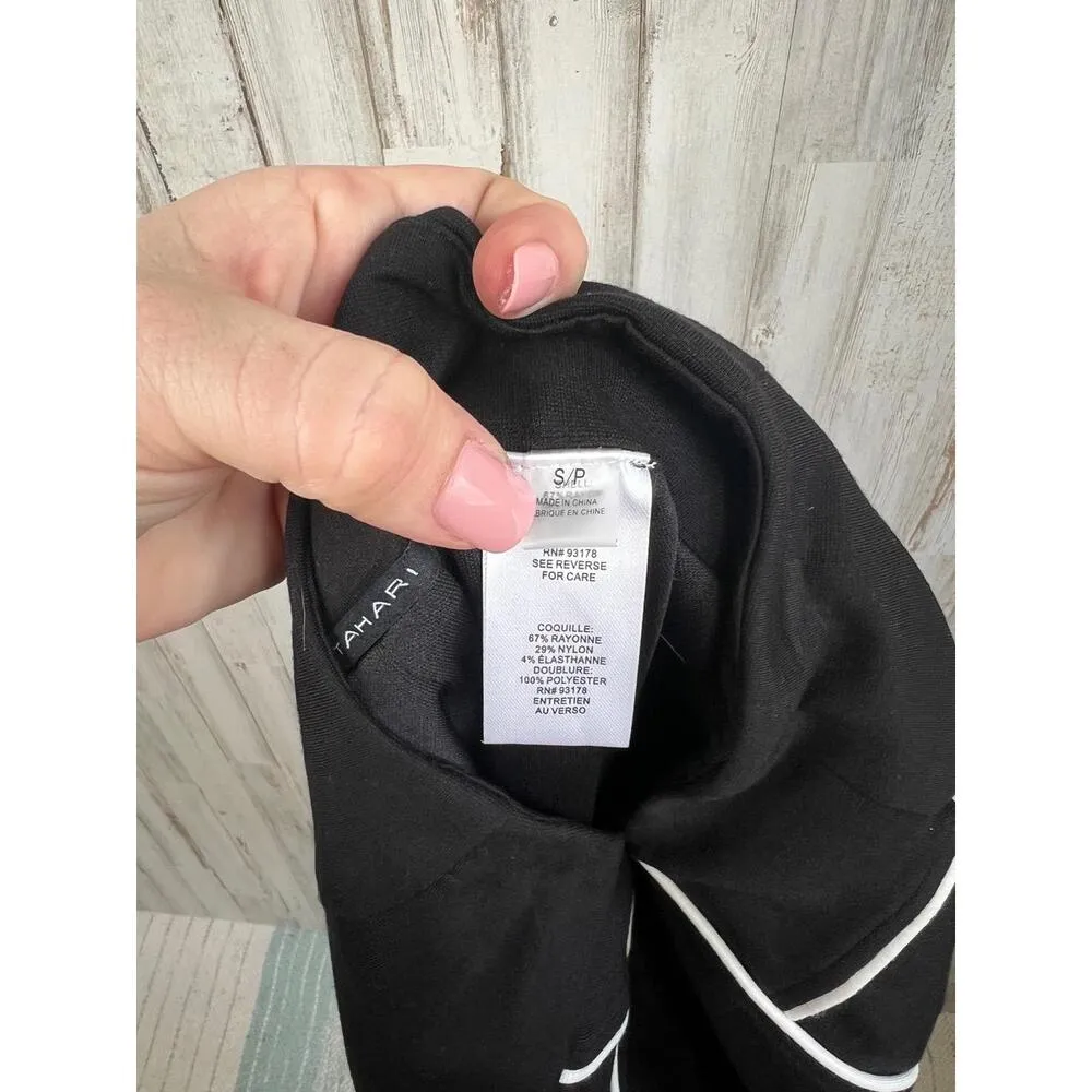 T Tahari Black Pencil Skirt With White Contrast Piping Knee-Length Size S - Image 5