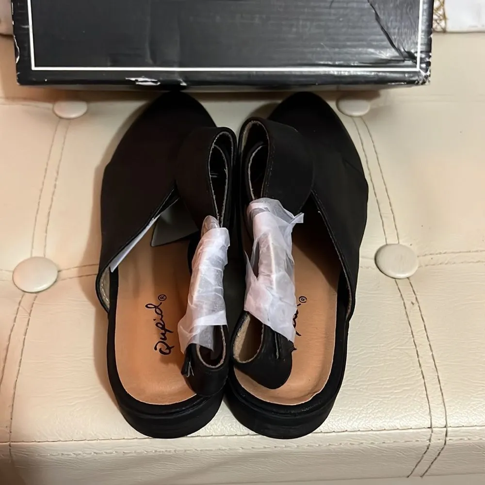 Qupid  Black Ankle Strap Mule Sz 6.5 - Image 3