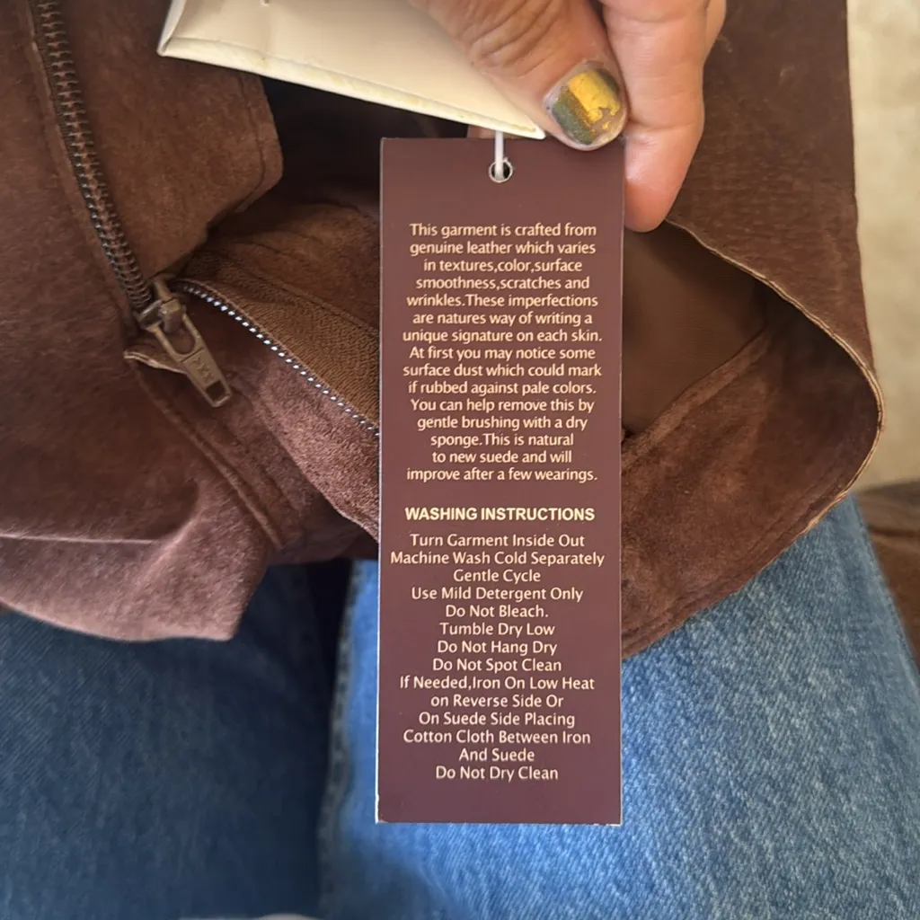 Brown genuine suede leather pants new with tags by Margaret Godfrey size 6 - Image 11