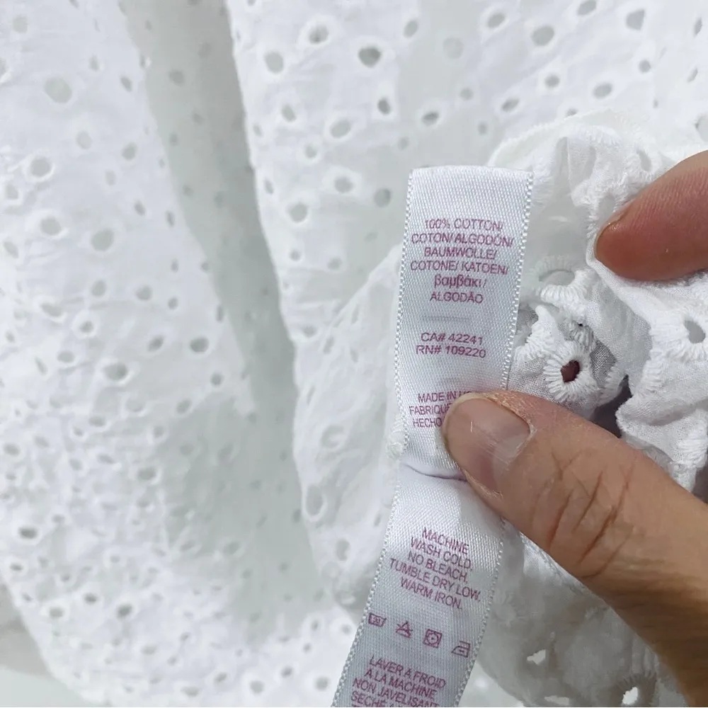 Velvet by Graham Spencer 100% cotton eyelet blouse w/ flare exaggerated sleeves White Size XS - Image 7