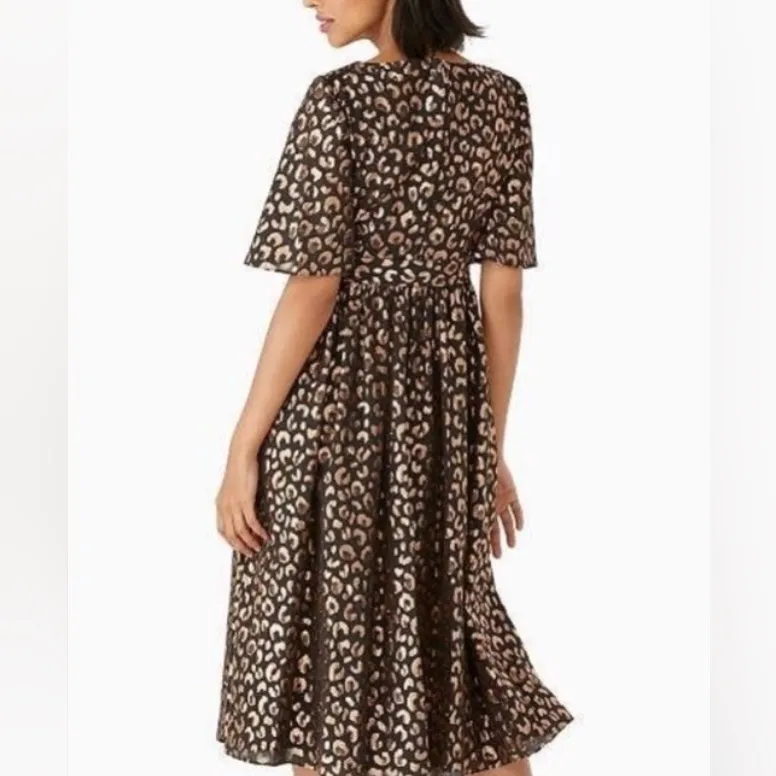 NWOT Kate Spade Graphic Leopard Midi Dress NYE party metallic NO BELT 14 - Image 5