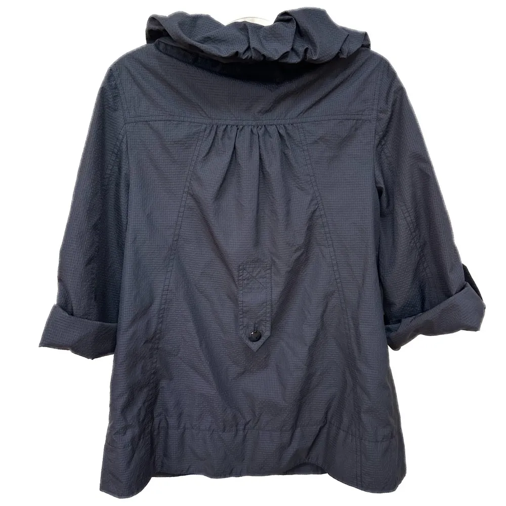 Marc by Marc Jakobs Black Rain Coat Lightweight Jacket Pink Lining Zip & Button - Image 4