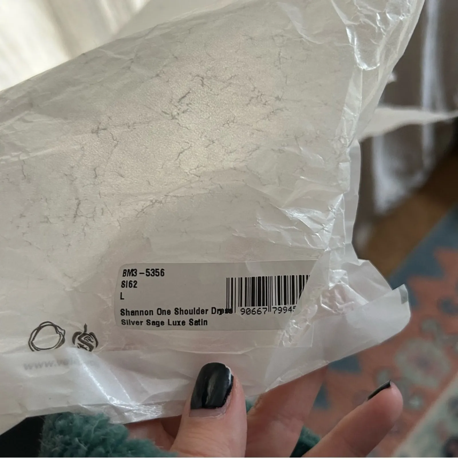 Show Me Your Mumu Shannon One Shoulder Dress‎ Maxi Silver Sage Luxe Satin NWT L - Image 7